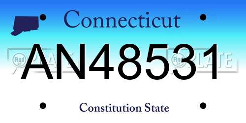 AN48531 Connecticut License Plate