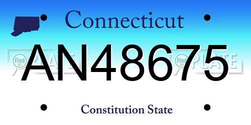 AN48675 Connecticut License Plate