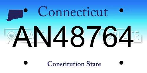 AN48764 Connecticut License Plate