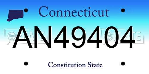 AN49404 Connecticut License Plate