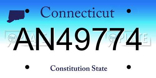 AN49774 Connecticut License Plate