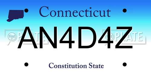 AN4D4Z Connecticut License Plate