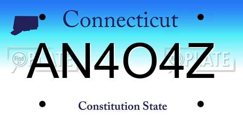 AN4O4Z Connecticut License Plate