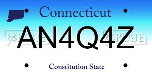 AN4Q4Z Connecticut License Plate
