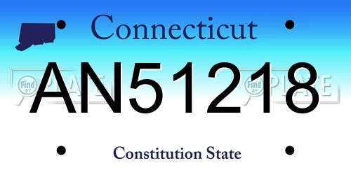 AN51218 Connecticut License Plate