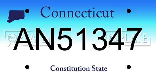 AN51347 Connecticut License Plate
