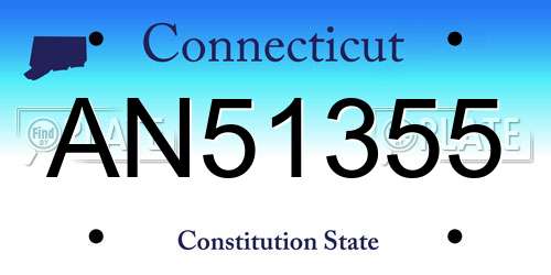 AN51355 Connecticut License Plate