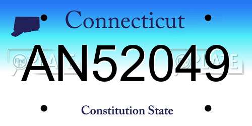 AN52049 Connecticut License Plate