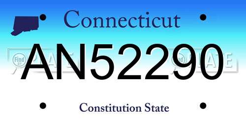 AN52290 Connecticut License Plate