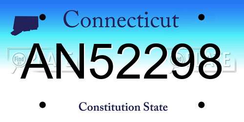AN52298 Connecticut License Plate