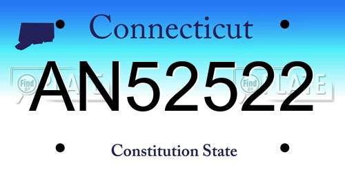 AN52522 Connecticut License Plate