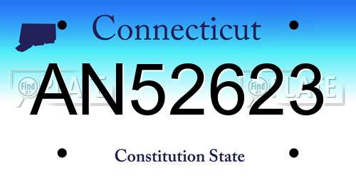 AN52623 Connecticut License Plate