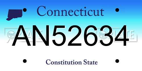 AN52634 Connecticut License Plate