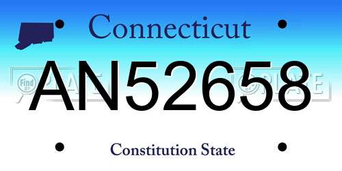 AN52658 Connecticut License Plate