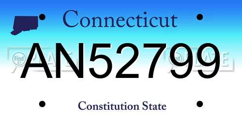AN52799 Connecticut License Plate