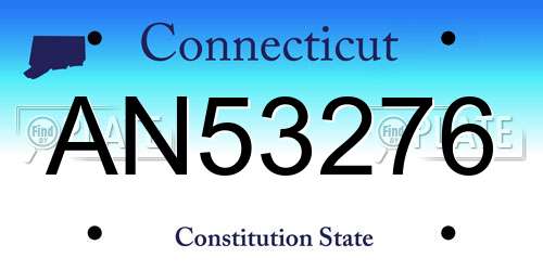 AN53276 Connecticut License Plate