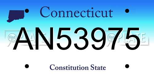 AN53975 Connecticut License Plate