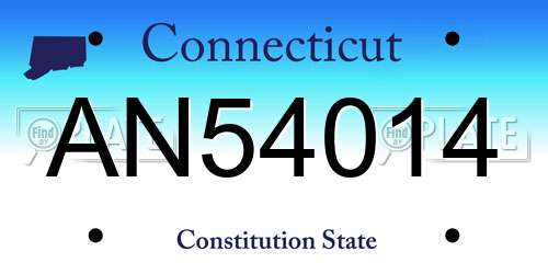AN54014 Connecticut License Plate