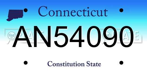 AN54090 Connecticut License Plate
