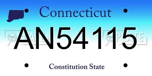 AN54115 Connecticut License Plate