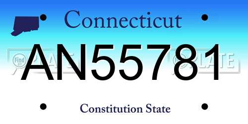 AN55781 Connecticut License Plate