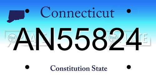 AN55824 Connecticut License Plate