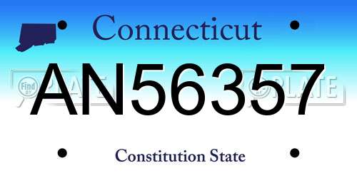AN56357 Connecticut License Plate