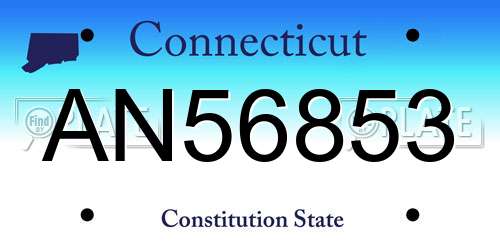 AN56853 Connecticut License Plate