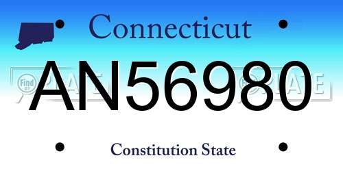 AN56980 Connecticut License Plate