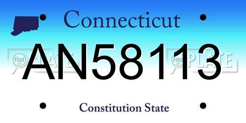 AN58113 Connecticut License Plate