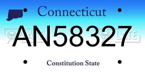 AN58327 Connecticut License Plate