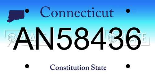 AN58436 Connecticut License Plate