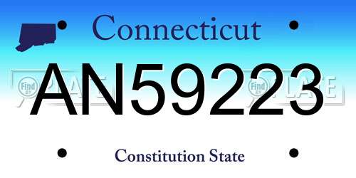 AN59223 Connecticut License Plate
