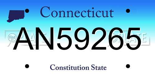 AN59265 Connecticut License Plate