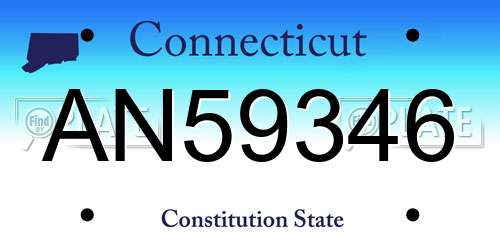 AN59346 Connecticut License Plate