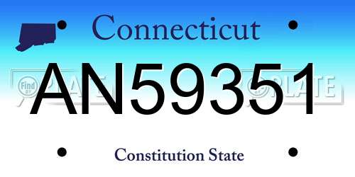 AN59351 Connecticut License Plate