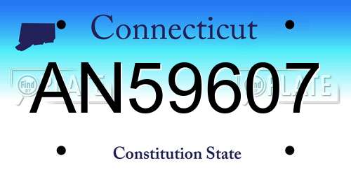 AN59607 Connecticut License Plate