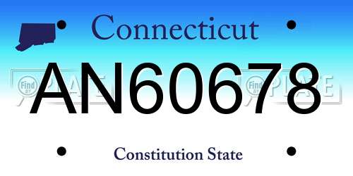 AN60678 Connecticut License Plate