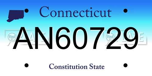 AN60729 Connecticut License Plate