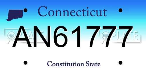 AN61777 Connecticut License Plate