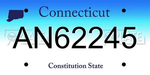AN62245 Connecticut License Plate