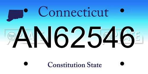 AN62546 Connecticut License Plate
