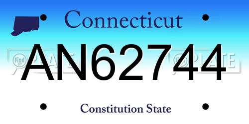 AN62744 Connecticut License Plate