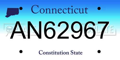 AN62967 Connecticut License Plate