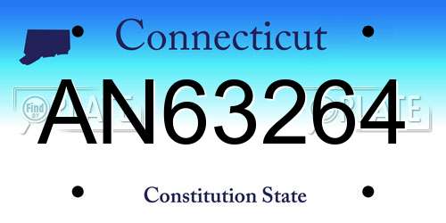 AN63264 Connecticut License Plate