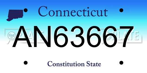 AN63667 Connecticut License Plate