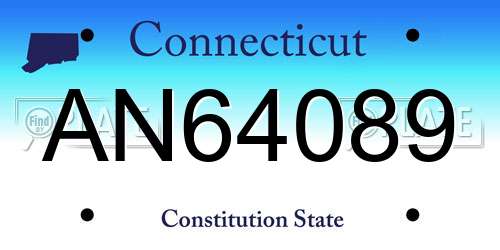 AN64089 Connecticut License Plate