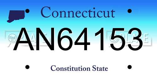 AN64153 Connecticut License Plate