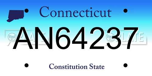 AN64237 Connecticut License Plate