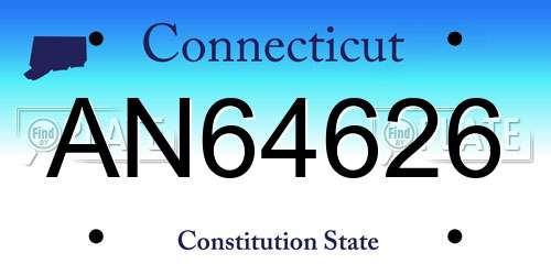 AN64626 Connecticut License Plate